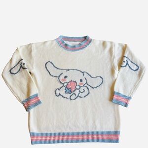 Cute Cream Knit Sweater with Elephant Design
